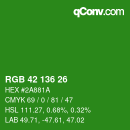カラーコード: RGB 42 136 26 | qconv.com