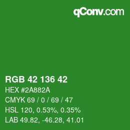 Color code: RGB 42 136 42 | qconv.com