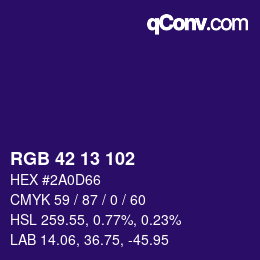 Color code: RGB 42 13 102 | qconv.com