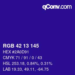 Color code: RGB 42 13 145 | qconv.com