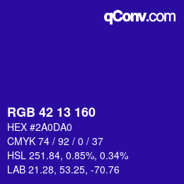 カラーコード: RGB 42 13 160 | qconv.com