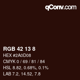 カラーコード: RGB 42 13 8 | qconv.com