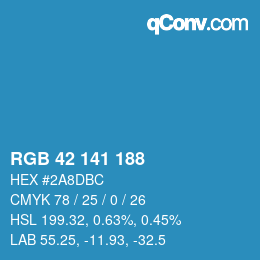Color code: RGB 42 141 188 | qconv.com