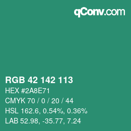 Color code: RGB 42 142 113 | qconv.com