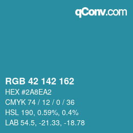 Color code: RGB 42 142 162 | qconv.com