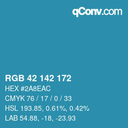 カラーコード: RGB 42 142 172 | qconv.com