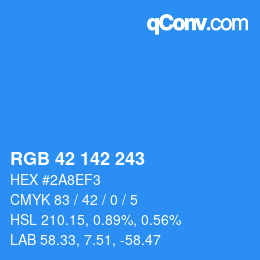 Color code: RGB 42 142 243 | qconv.com