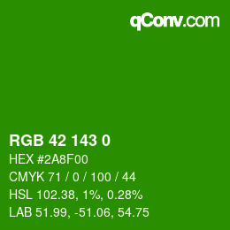 Color code: RGB 42 143 0 | qconv.com