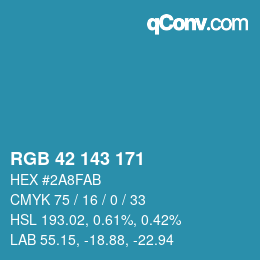 Color code: RGB 42 143 171 | qconv.com