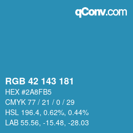 Color code: RGB 42 143 181 | qconv.com