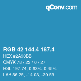 カラーコード: RGB 42 144.4 187.4 | qconv.com