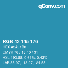 カラーコード: RGB 42 145 176 | qconv.com