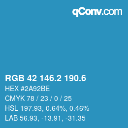 カラーコード: RGB 42 146.2 190.6 | qconv.com