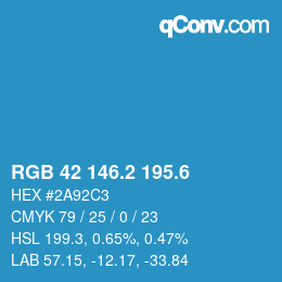 カラーコード: RGB 42 146.2 195.6 | qconv.com