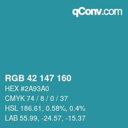 Color code: RGB 42 147 160 | qconv.com