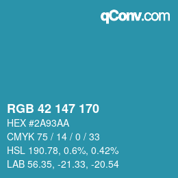 カラーコード: RGB 42 147 170 | qconv.com