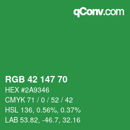 Color code: RGB 42 147 70 | qconv.com