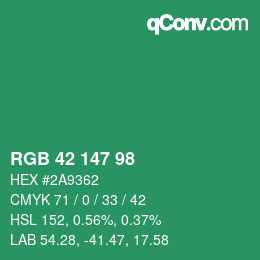 Color code: RGB 42 147 98 | qconv.com