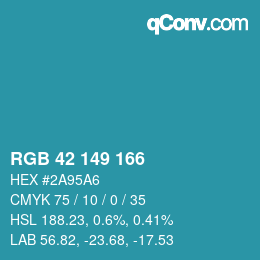 Color code: RGB 42 149 166 | qconv.com
