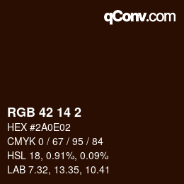 Color code: RGB 42 14 2 | qconv.com