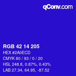 Color code: RGB 42 14 205 | qconv.com