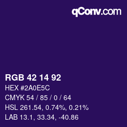 Color code: RGB 42 14 92 | qconv.com
