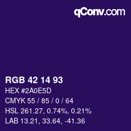 Color code: RGB 42 14 93 | qconv.com