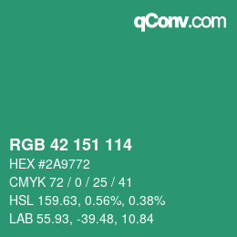 Color code: RGB 42 151 114 | qconv.com