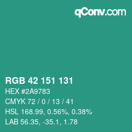 Color code: RGB 42 151 131 | qconv.com