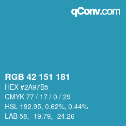 カラーコード: RGB 42 151 181 | qconv.com