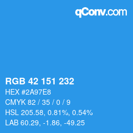 Color code: RGB 42 151 232 | qconv.com