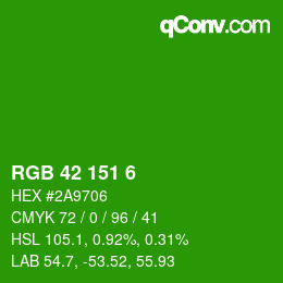 Color code: RGB 42 151 6 | qconv.com