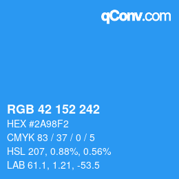 カラーコード: RGB 42 152 242 | qconv.com