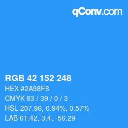 Color code: RGB 42 152 248 | qconv.com