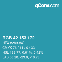 Color code: RGB 42 153 172 | qconv.com