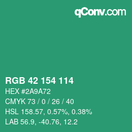 Color code: RGB 42 154 114 | qconv.com