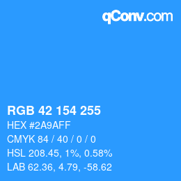 Color code: RGB 42 154 255 | qconv.com