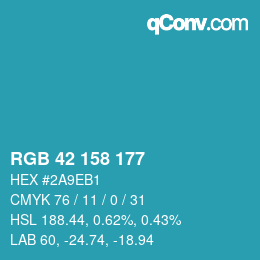 Código de color: RGB 42 158 177 | qconv.com
