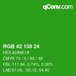 カラーコード: RGB 42 158 24 | qconv.com