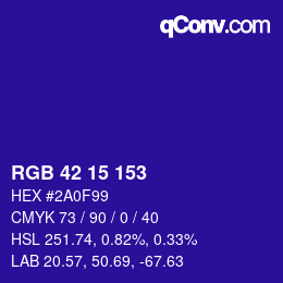 Color code: RGB 42 15 153 | qconv.com