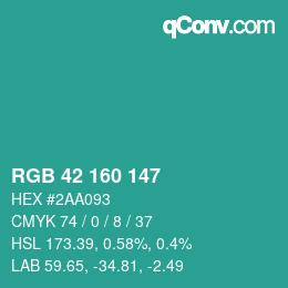 Color code: RGB 42 160 147 | qconv.com