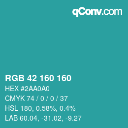 Color code: RGB 42 160 160 | qconv.com