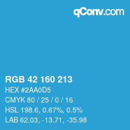 颜色代码: RGB 42 160 213 | qconv.com