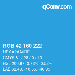 Color code: RGB 42 160 222 | qconv.com