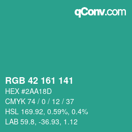 Color code: RGB 42 161 141 | qconv.com