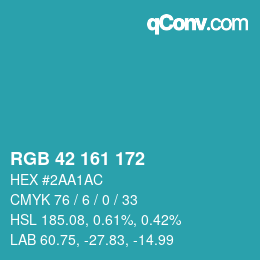 カラーコード: RGB 42 161 172 | qconv.com