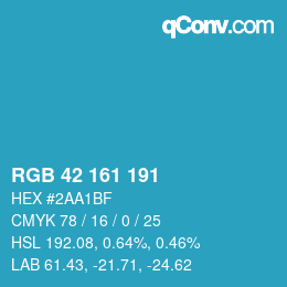 Color code: RGB 42 161 191 | qconv.com