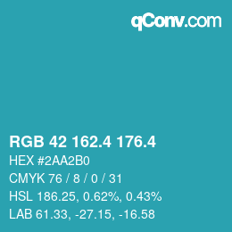 カラーコード: RGB 42 162.4 176.4 | qconv.com