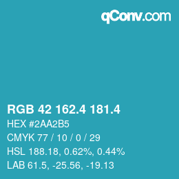 カラーコード: RGB 42 162.4 181.4 | qconv.com