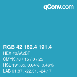 カラーコード: RGB 42 162.4 191.4 | qconv.com